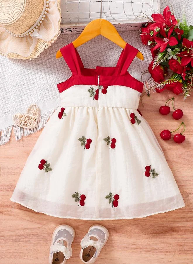 Take Two Girls Embroidered Cherry Strappy Dress