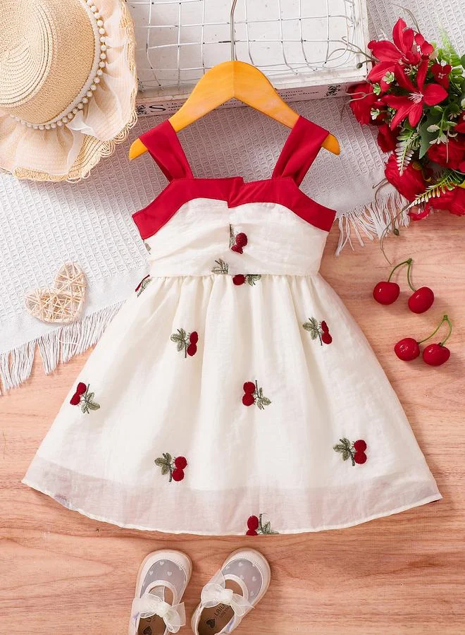 Take Two Girls Embroidered Cherry Strappy Dress