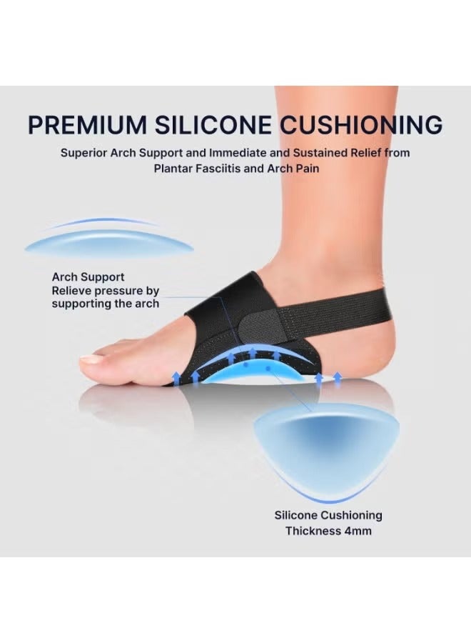 Crownity Two pieces rch Support Braces, Upgraded Non-Slip Wearable Arch Support, Built-in Orthotics, Adjustable Bands, Gel Pads for Flat Feet High & Fallen Arch Unisex (Black) - Image 2