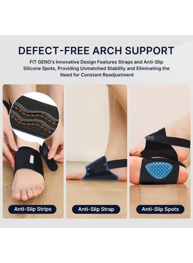 Crownity Two pieces rch Support Braces, Upgraded Non-Slip Wearable Arch Support, Built-in Orthotics, Adjustable Bands, Gel Pads for Flat Feet High & Fallen Arch Unisex (Black) - Image 1