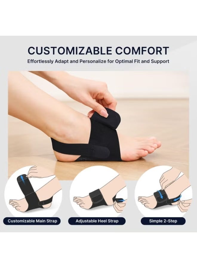 Crownity Two pieces rch Support Braces, Upgraded Non-Slip Wearable Arch Support, Built-in Orthotics, Adjustable Bands, Gel Pads for Flat Feet High & Fallen Arch Unisex (Black) - Image 4