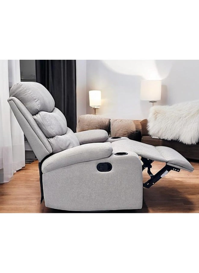 Multi Home Furniture Best Single Recliner 360 Sofa MH-03849 FABRIC Modern Rocker Ergonomic Lounge 360 Degree Swivel With cup-holderSingle Sofa Seat Living Room Chair (grey)  - Image 2