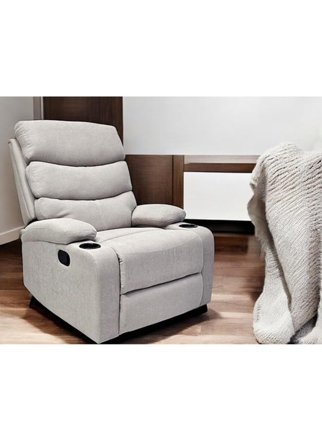 Multi Home Furniture Best Single Recliner 360 Sofa MH-03849 FABRIC Modern Rocker Ergonomic Lounge 360 Degree Swivel With cup-holderSingle Sofa Seat Living Room Chair (grey)  - Image 1