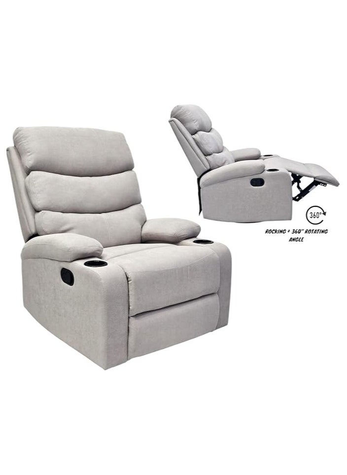 Multi Home Furniture Best Single Recliner 360 Sofa MH-03849 FABRIC Modern Rocker Ergonomic Lounge 360 Degree Swivel With cup-holderSingle Sofa Seat Living Room Chair (grey)  - Image 5