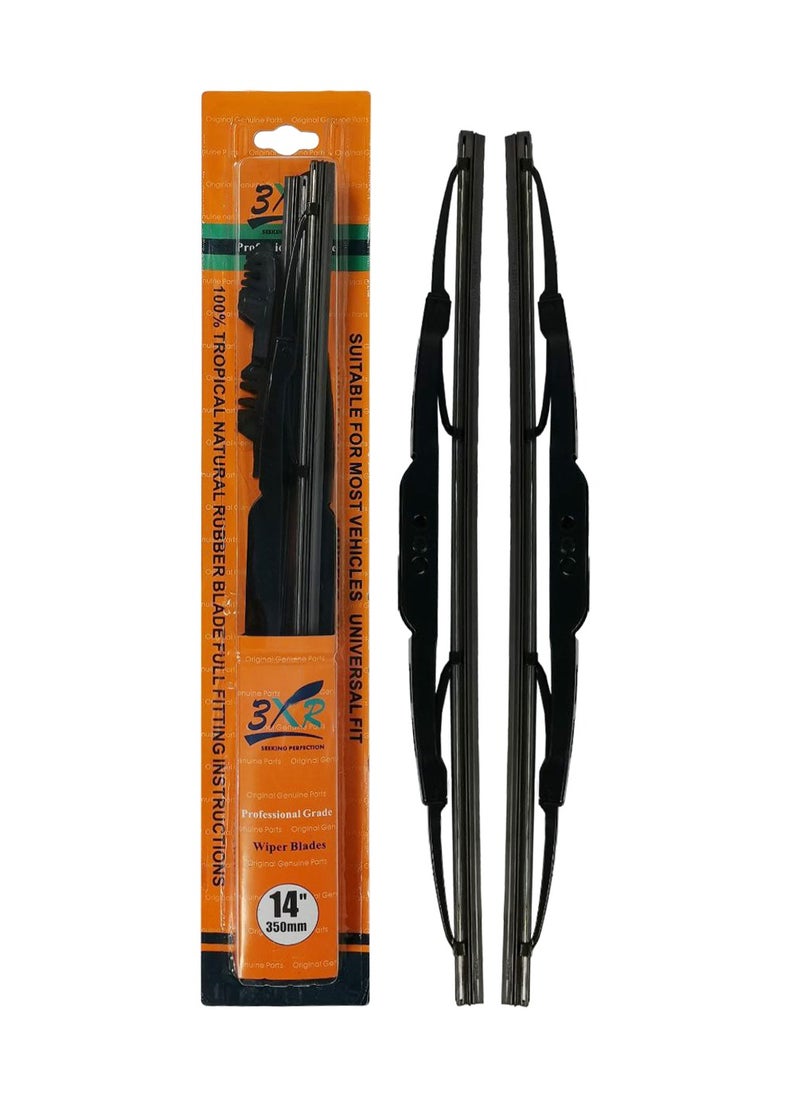 3XR Car Wiper Blades 14" 350mm Professional Grade 2 Pcs Set Universal Car Wiper Blades  - Image 1