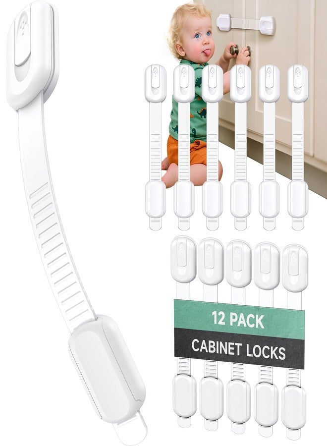 Infinno 12 Pack Cabinet Locks Baby Proofing Heavy Duty - Child Safety Cabinet Locks for Drawers, Cupboards & Fridge - No Drill 3M Adhesive Locks for Pets - Toddler Safety Latches - Image 1