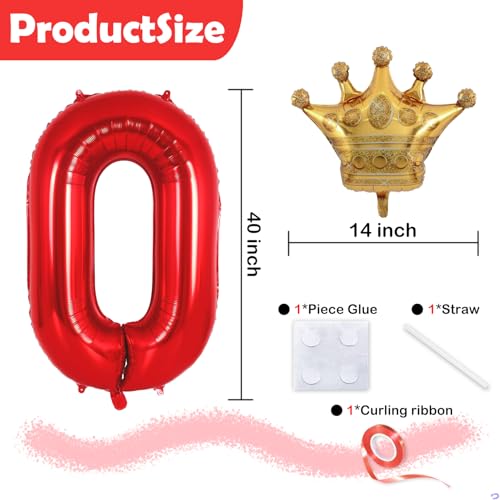 Florisland Red 51 15 Balloon Numbers 40 Inch Giant 51th 15th Birthday Balloon Helium Mylar Foil Number 51 15 Balloons for Red and Gold Birthday Party Decorations Supplies for Men Women Crown Balloons - Image 5
