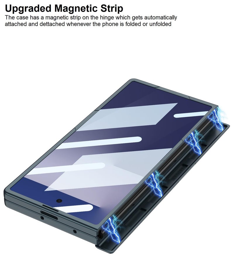 Midkart Hinge Protection Case Compatible with Samsung Galaxy Z Fold 7 Release 2025 Magnetic Cover with Kickstand Front Glass and Camera Protection, Black - Image 3