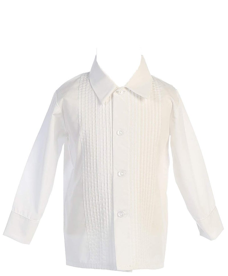 Lito Boys White Long Sleeved Child's Pleated Tuxedo Dress Shirt - XL - Image 1