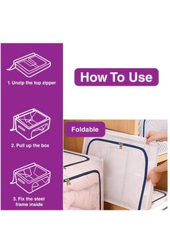 XiuWoo 2 Pack Foldable Stackable Large Capacity Clear Clothes Storage, Drawer Storage Organizer, Closet Organizer Basket, Cloth Container Bins with Metal Frame, Clear Window  - Image 5
