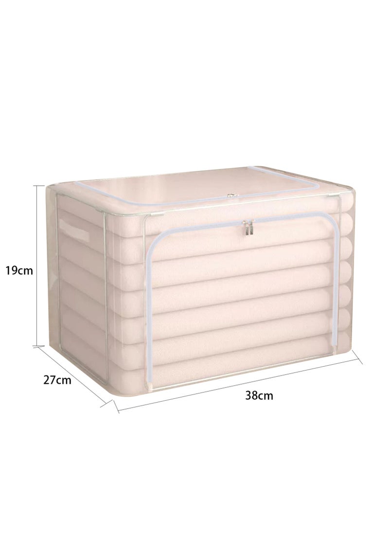 XiuWoo - 2 Pack Foldable Stackable Large Capacity Clear Clothes Storage, Drawer Storage Organizer, Closet Organizer Basket, Cloth Container Bins with Metal Frame, Clear Window - Image 1