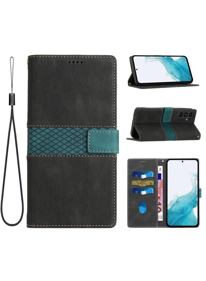 S-TOP Case For Samsung Galaxy S23 FE 5G Grid Stitching Leather Phone Case with Lanyard - Image 1