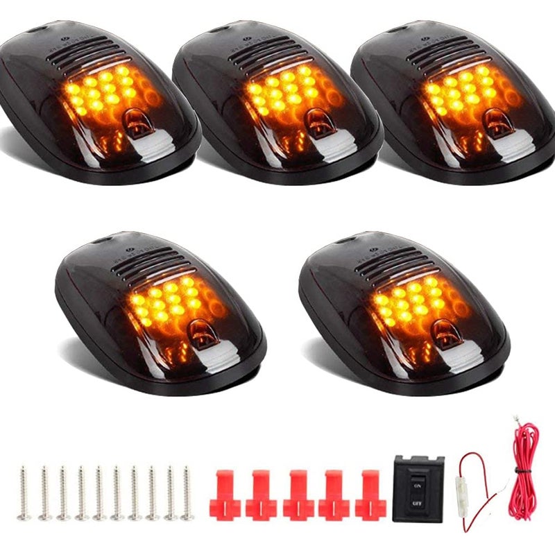 أضواء علامة السقف HHCSOP لسيارات دودج رام 1500 2500 3500 من 2003 إلى 2016 شاحنة SUV 12 LED ضوء علوي برتقالي لمبة تشغيل عدسة مدخنة 5 قطع