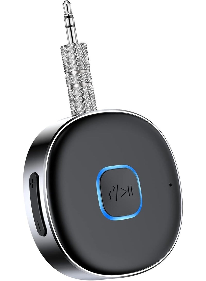 Beauty beast ﻿ Beauty beast Bluetooth Receiver for Car, Noise Cancelling 3.5mm AUX Bluetooth Car Adapter, for Home Stereo/Wired Headphones, Hands-Free Call, 16H Battery Life (Round, Black+Silver) - Image 1
