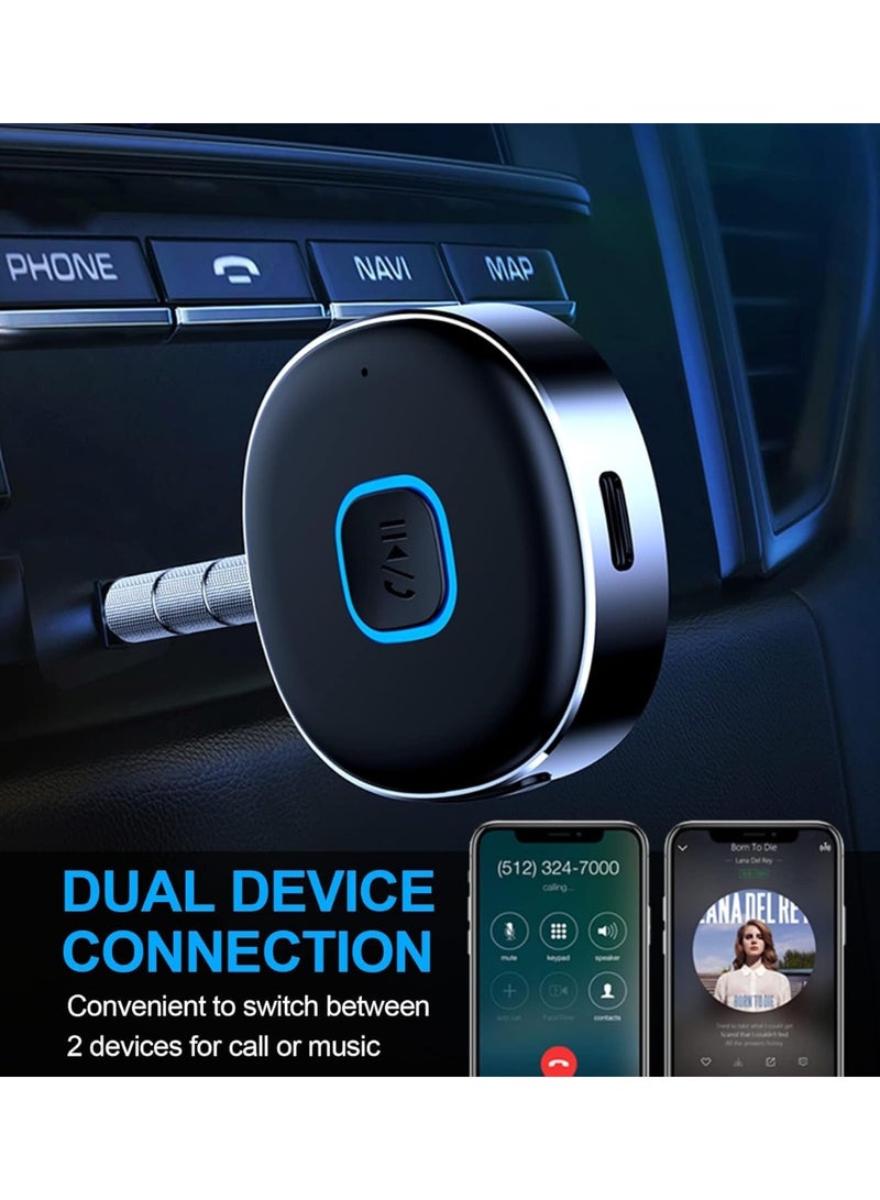Beauty beast ﻿ Beauty beast Bluetooth Receiver for Car, Noise Cancelling 3.5mm AUX Bluetooth Car Adapter, for Home Stereo/Wired Headphones, Hands-Free Call, 16H Battery Life (Round, Black+Silver) - Image 4