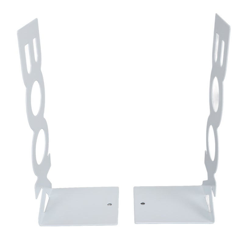 L Shaped Bookends: 2pcs White Heavy Steel Set With Non Slip Foam Pads - Decorative Anti Static Book Stopper for Home Office School Shelves - Image 2