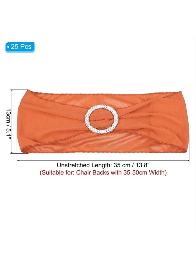 PATIKIL 14"x5" Stretch Chair Sashes Bows, 25 Pack Elastic Chair Bands Sashes with Buckle Slider for Wedding Banquet Decorations, Orange - Image 2