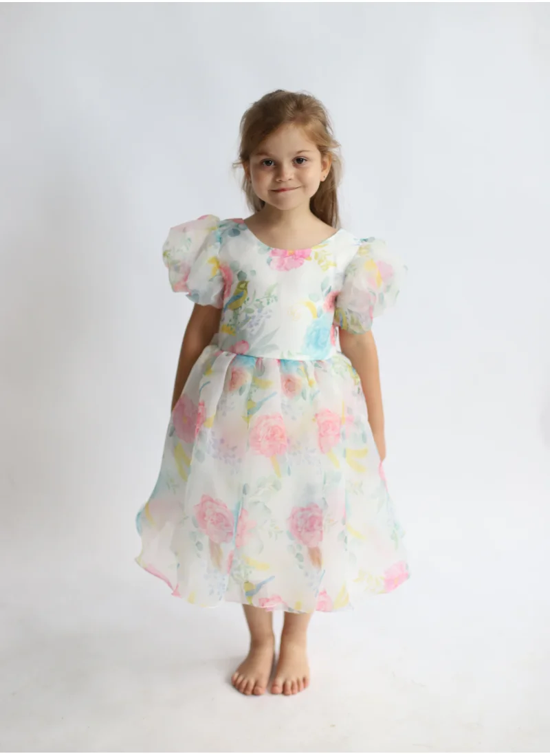 D'Daniela Tulle Volume Dress White Pink