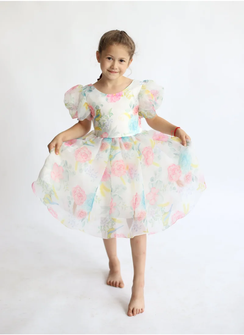 D'Daniela Tulle Volume Dress White Pink