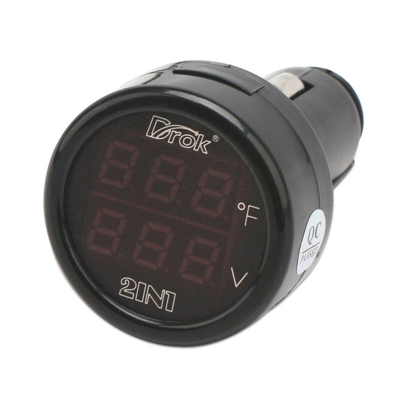 DROK Car Thermometer, 2pcs Digital Voltage 10-170 Deg F Temperature Monitor Tester Meter LED Display Volt Fahrenheit Temp Multimeter Car Automotive Motorcycle Battery Voltmeter Thermometer Detector - Image 3