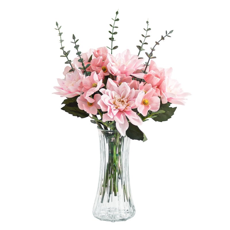 Glasseam Glass Vase for Home Decor: Clear Flower Vases for Living Room Kitchen Bathroom Wedding Table Centerpieces - 7.5" Tall Modern Vintage Decorations for Bouquet Pampas Grass Lego Flowers - Image 1