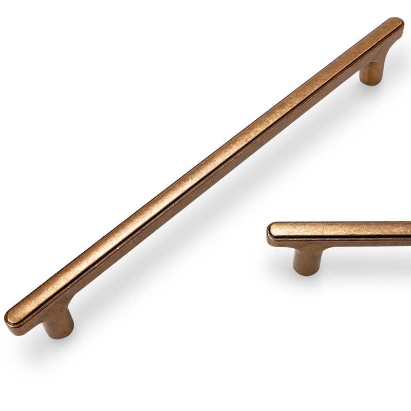POVEFONK 10 Pack Antique Brass Kitchen Cabinet Handles 10 inch254mm Vintage Drawer Pulls Aged Gold Bronze Hardware - Image 2