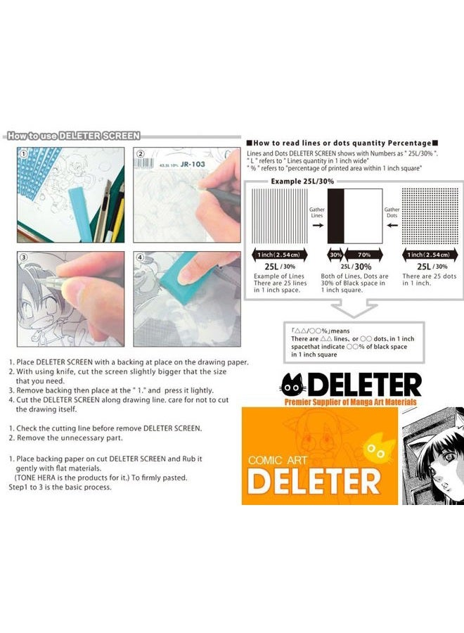 Deleter Screen Tone Jr JR-403 [ Halftone Gradation Pattern 60L/5%-90% ] [Sheet Size 182x253mm (7.16"x9.96")] For Comic Manga Illustration - Image 2