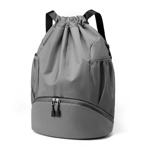 Valleycomfy Sports Drawstring Backpack - Water Resistant String Bag with Shoe Compartment Gym Backpack for Women & Men Dark Grey - Image 1