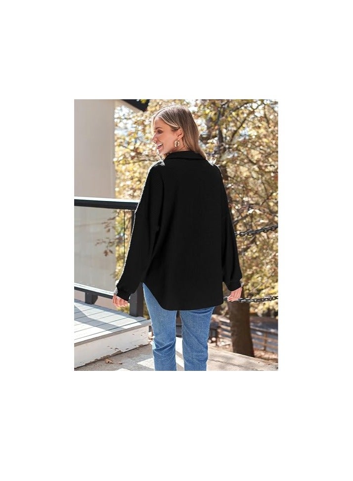 Womens Shackets Waffle Knit Casual Jackets Button Down Flannel Shirts Trendy Tops Fall Clothes 2023 Fashion Outfits  - Image 3