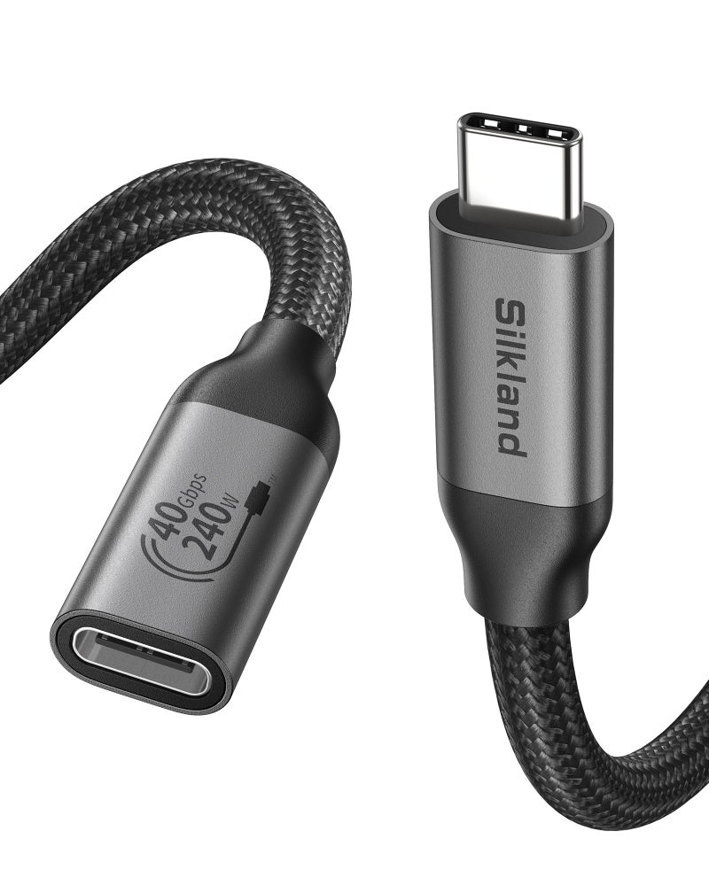 Silkland 40Gbps USB 4 Extension Cable for Thunderbolt 4, [240W Charging, 8K 60Hz] USB C Extender 3.3ft, 4K@240Hz Type C Male to Female Adapter Compatible for USBC Hub, iPhone 17/16, MacBook, iPad - Image 1