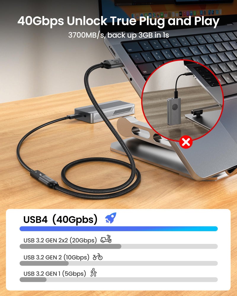 Silkland 40Gbps USB 4 Extension Cable for Thunderbolt 4, [240W Charging, 8K 60Hz] USB C Extender 3.3ft, 4K@240Hz Type C Male to Female Adapter Compatible for USBC Hub, iPhone 17/16, MacBook, iPad - Image 2
