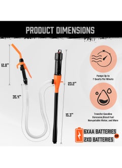 Generic Portable Transfer Pump Battery Powered Electric Siphon Pump For Gas Fuel Diesel Transfer  - Ideal Gasoline Transfer Pump Easy to Use Manual Fuel Pump  - Image 2