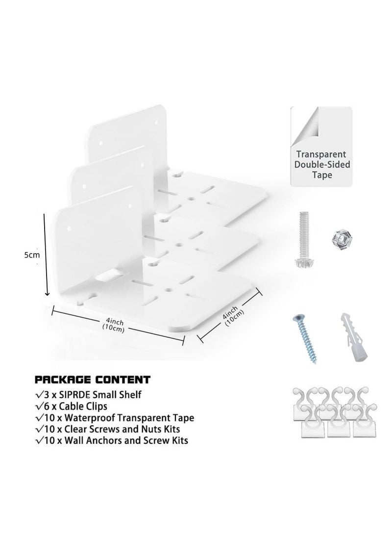 Anmi 3 Pcs Acrylic Small Floating Wall Shelf for Security Cameras, Baby Monitors, Speakers, Plants&More, Universal Small Wall Shelf (White ) - Image 5