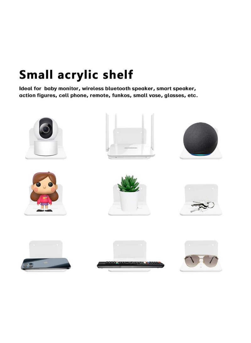 Anmi 3 Pcs Acrylic Small Floating Wall Shelf for Security Cameras, Baby Monitors, Speakers, Plants&More, Universal Small Wall Shelf (White ) - Image 2