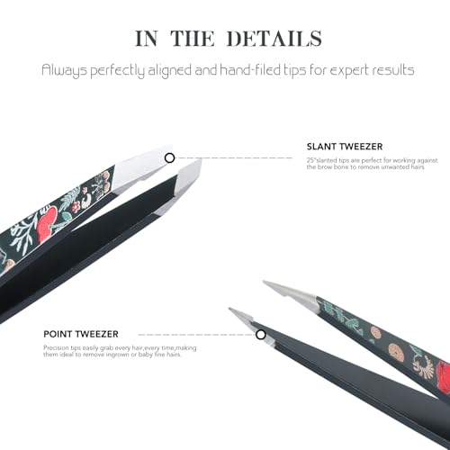Cut it Tweezers - Pointed Slant Tweezer Set - Precision Tweezers for Women and Men Facial Hair, 420 Stainless Steel Pointed Slant Tweezers for Any Unwanted Hair; Ingrown Hair & Eyebrows, Includes Travel Case - Image 2