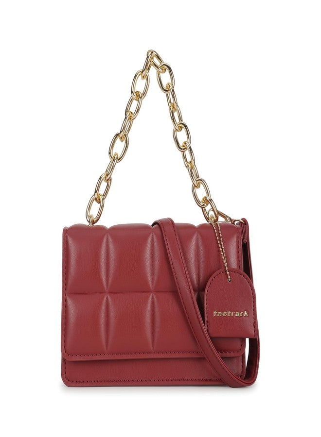 Fastrack Cherry PuffCharm Sling | Quilted Faux-Leather Women’s Handbag | Sling with Chain Accent Handle & Magnetic Closure - Image 1