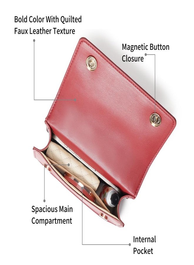 Fastrack Cherry PuffCharm Sling | Quilted Faux-Leather Women’s Handbag | Sling with Chain Accent Handle & Magnetic Closure - Image 4