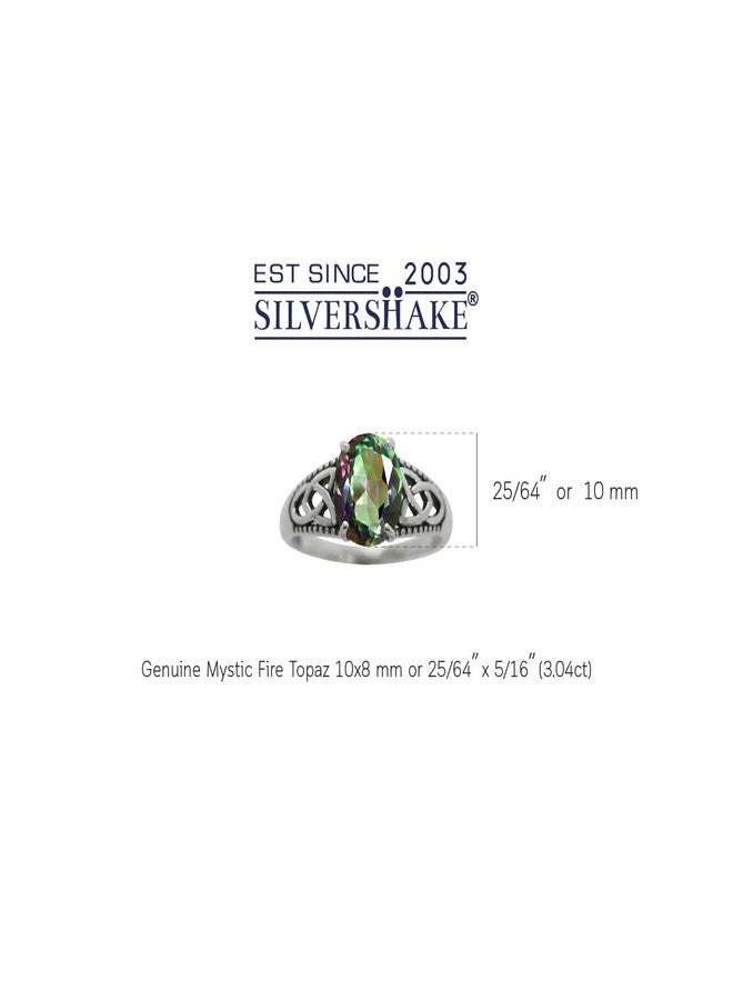 Silvershake 3.04ct. Mystic Fire Topaz 925 Sterling Silver Triquetra Celtic Knot Solitaire Ring Size 6 - Image 2