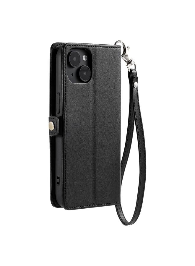 S-TOP Case For iPhone 13 mini Wallet Multi-card Slot Leather Phone Case with Lanyard - Image 3