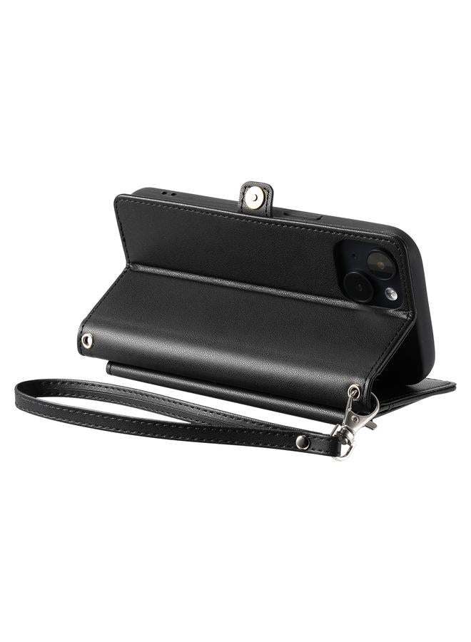 S-TOP Case For iPhone 13 mini Wallet Multi-card Slot Leather Phone Case with Lanyard - Image 5