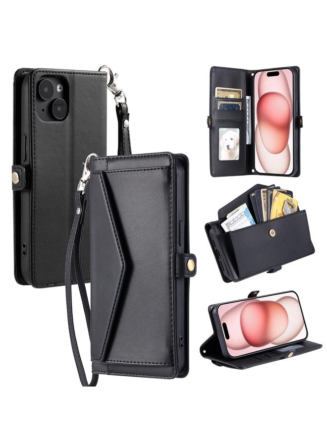 S-TOP Case For iPhone 13 mini Wallet Multi-card Slot Leather Phone Case with Lanyard - Image 1