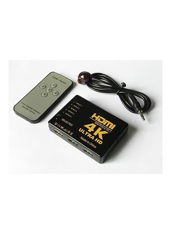 علبة سويتش ذكي HDMI 1× 5، يدعم نظام Hdcp 1080، و مزود بعدد 5 منافذ إدخال و 1 إخراج، وهو محول تلقائي صوت/ فيديو و بدقة عالية 4K، و متوافق كذلك مع دقة 4K فائقة الوضوح. يناسب أجهزة ماك، و إكس بوكس، و الكومبيوتر الشخصي، وأجهزة التلفزيون. أسود - Image 3