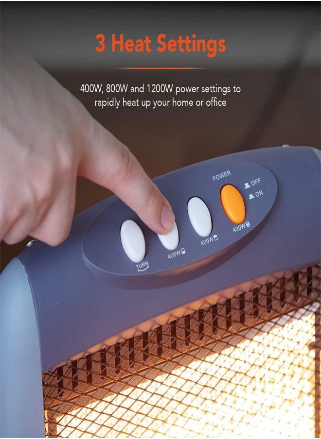 Cady One - Electric Heater and Heater 3 Levels 400W, 800W and 1200W Halogen Heater for Room with Overturn Protection - Image 1