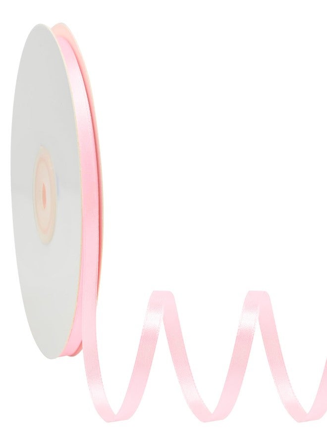 Simplegoal Double Face Pink Satin Ribbon 1/4 Inch X 50 Yards Polyester Pink Fabric Ribbon for Valentine's Day Crafts Flower Bouquet Sewing Arts Wedding Party Decoration - Image 1