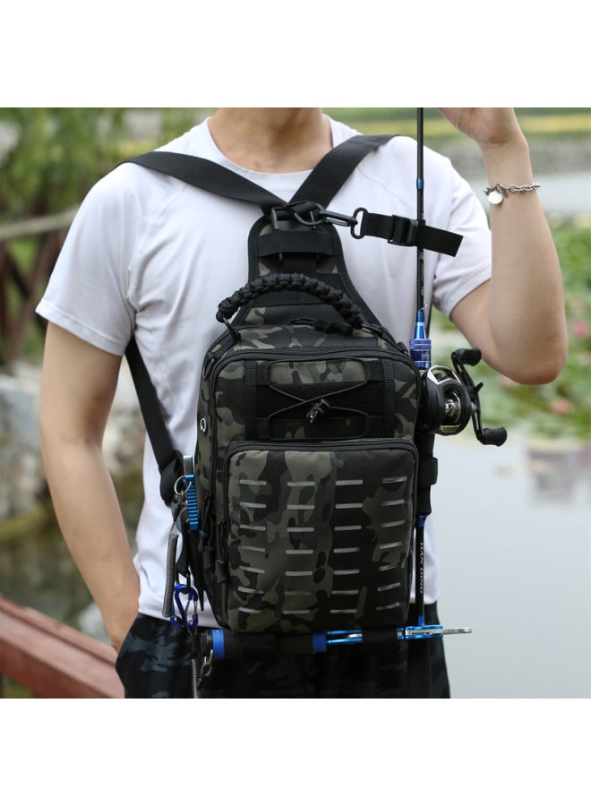 Generic Shoulder Luya Bag Crossbody Multifunctional Waist Bag Backpack Backpack Fishing Rod Bag Special Backpack Large Equipment-Color:Black  - Image 3