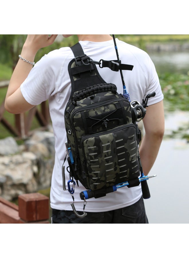 Generic Shoulder Luya Bag Crossbody Multifunctional Waist Bag Backpack Backpack Fishing Rod Bag Special Backpack Large Equipment-Color:Black  - Image 2