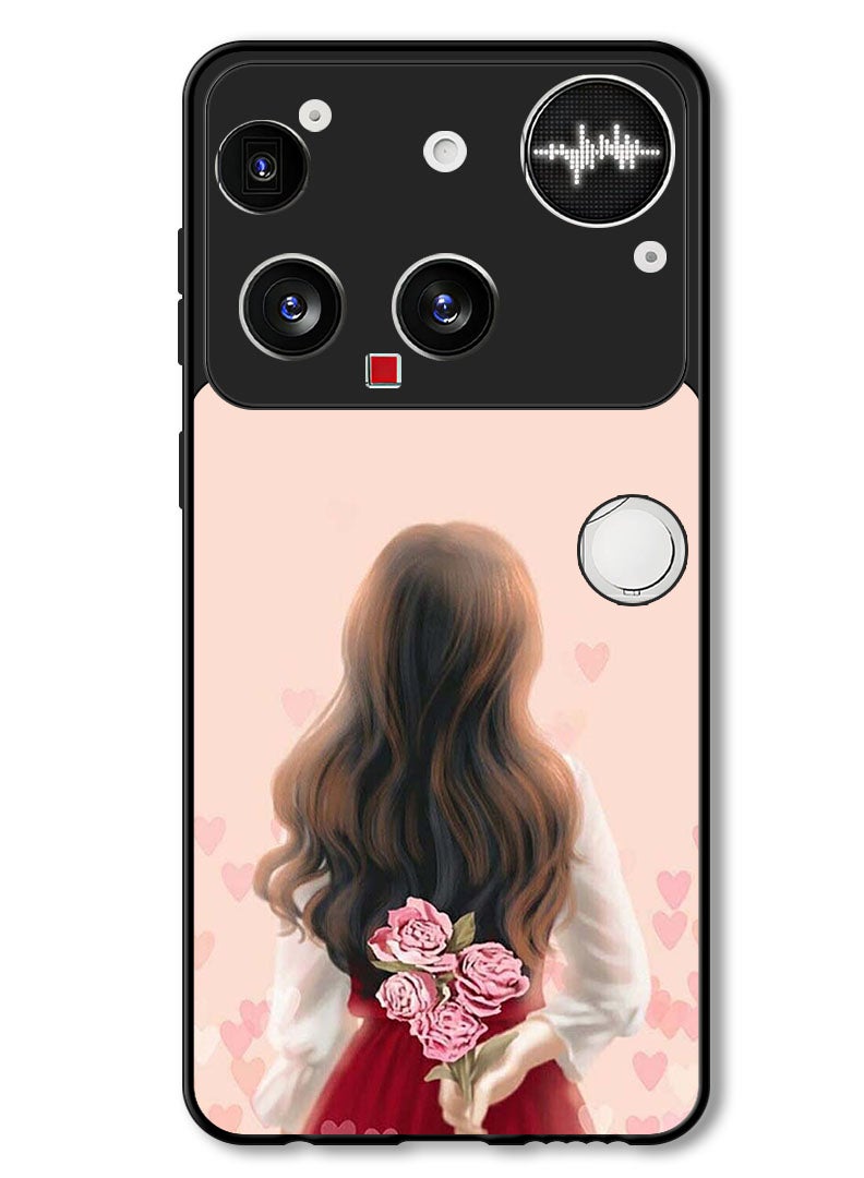 Theodor Case Compatible with Nothing Phone (3) 6.67 Inch Protection Shockproof Bumper Cover Girl Hiding Flowers - Image 1