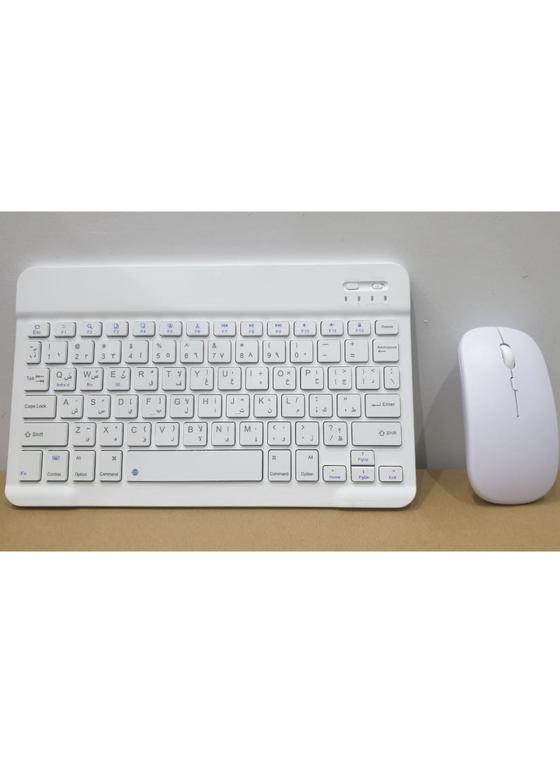 keyboard and mouse Bluetooth Rechargeable Arabic and English ons support all languages works for iPad computer and mobile phones - Image 1
