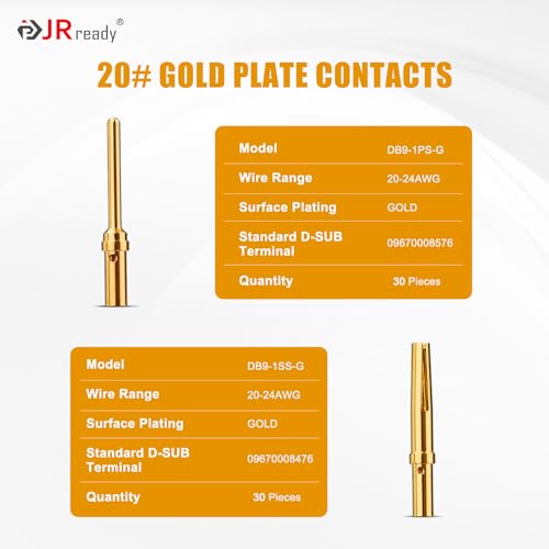 JRready ST6239 Gold Plate Terminal DB9 Connector pin barrle 205089-1 and 205090-1 D-SUB Crimp Connector Crimp contacts30 Pin and 30 Socket - Image 2