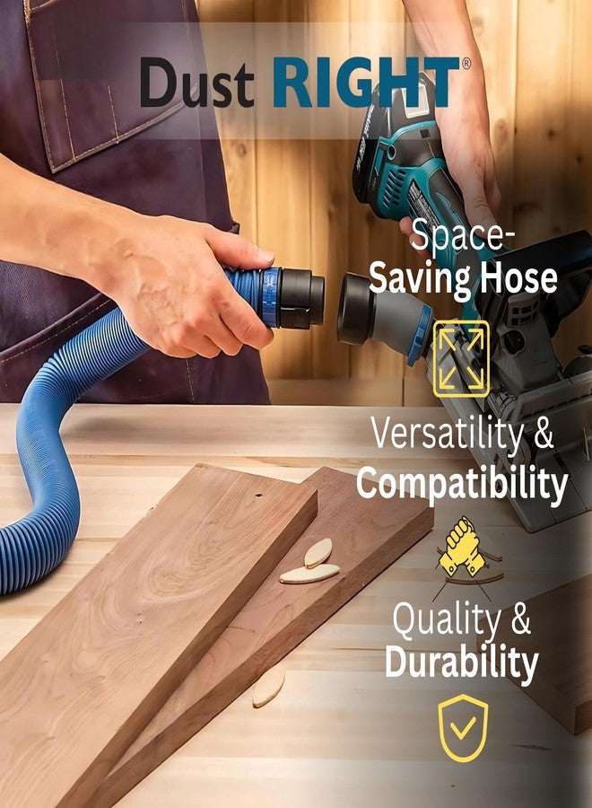 روكلر مجموعة خراطيم أدوات الطاقة Dust Right Flexiport - خرطوم قابل للتمدد من 3 إلى 12 قدمًا و4 منافذ FlexiPorts - مجمعات غبار خفيفة الوزن لأدوات الطاقة الخشبية - خرطوم تجميع للمكانس الكهربائية ومنشار الطاولة والمزيد - Image 3